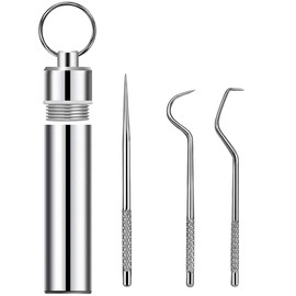Portable Stainless Steel Pocket Set Reusable Metal Toothpicks and Toothpicks Holder for Various Dining Scenes Especially Outdoor Picnic Camping Traveling Supplies