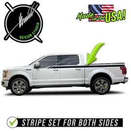 BENINI DESIGN STUDIO Side Door Racing Side Bedside Bed Vinyl Stripes Graphics Vinyl Decals Sticker Kits Both SIdes Compatible With Ford F-150 F150 2014 2016 2017 2018 1019 2020 2021 2022 2023 2024 (Gloss Black)