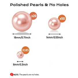 255Pcs Rose Gold Vase Filler Beads for Centerpieces, No Hole Faux Pearl for Vases Filler Decoration, 8/14/18mm Pearls Beads for Wedding Home Birthday Party Candle Decor