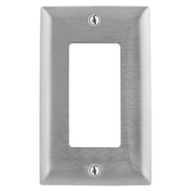 Bryant Electric SS26 1-Gang 1 Decorator/GFCI Opening 302/304 Metallic Wall Plate, Stainless Steel, With Removable White Protective Film