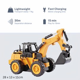 OpenRC RC Tractor Excavator Remote Controlled - Children's Tractor with Remote Control - Electric - Truck Mini Excavator Hydraulic - Crane Construction Machines Toy Construction