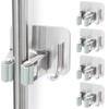 YUWANTING Stainless Steel Broom Holder, Self-Adhesive, 4 Gripper Positions, 4