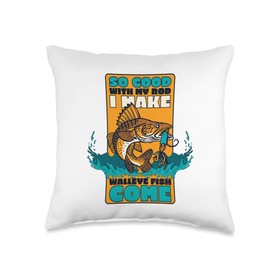 Best Walleye Fishing Gear Kit Gifts For Beginners So Good with My Rod Hooks Lures Zander Walleye Fishing Throw Pillow, 16x16, Multicolor