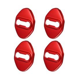X AUTOHAUX 4 Pcs Stainless Steel Car Door Lock Latches Cover Protector Caps Red