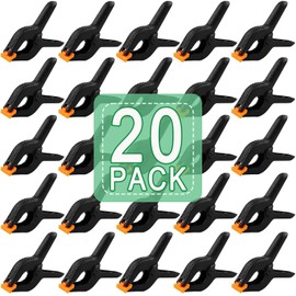 20 PCS 4.5" Heavy Duty Plastic Spring Clamps, Black Spring Clips for Backdrops, Craft Projects, Woodworking, Photography and Display Stands