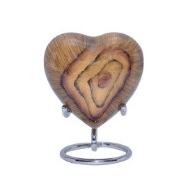 Bold & Divine Teak Root Wood Keepsake Urn - Mini Heart Cremation Urn with Stand & Premium Box - Small Keepsake Urn - Honor Your Loved One with Urn Heart Shaped - Perfect for Adults & Infants