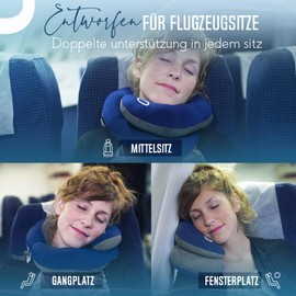 BCOZZY Neck Pillow for Travel, Provides Double Support for Head, Neck and Chin in Any Sleeping Position on Flights, in the Car and at Home, Comfortable Travel Pillow, Size X-Large, Black Ink