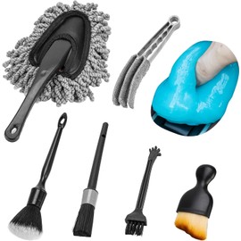 Kit de limpieza para interior de coche THINKWORK, cepillo de detalle interior para quitar el polvo del coche, incluye juego de 6 cepillos de detalles para coche, accesorios completos para auto para