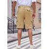 WICUSION Mens Twill Cargo Shorts Relaxed Fit Elastic Waist Oversized