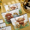 Reginary 12 Pcs Highland Cow Makeup Bags Sunflower Cow Cosmetic