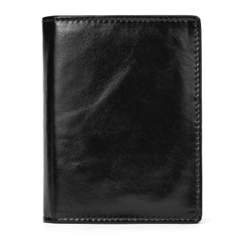 newsbirds Genuine Leather Wallet for Men | Bifold RFID Vertical Wallet | Mens Extra Large Capacity Card Holder with 16 Slots and ID Window, Black