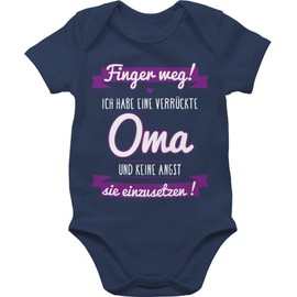 Shirtracer Sayings Baby - “Ich habe eine verrückte Oma” (German language) Lilac - Baby Bodysuit Short Sleeve Boys Girls -