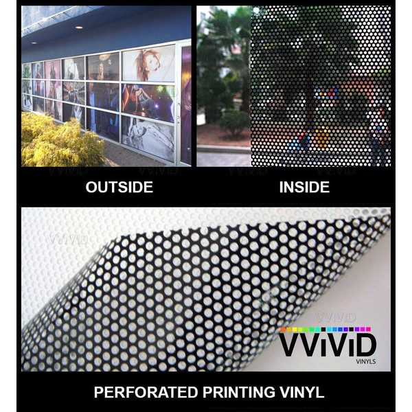 VViViD One Way Perforated Window Vinyl Privacy Wrap Film Roll Decal Sheet DIY Easy to Use Air-Release Adhesive (20ft x 54 Inch)