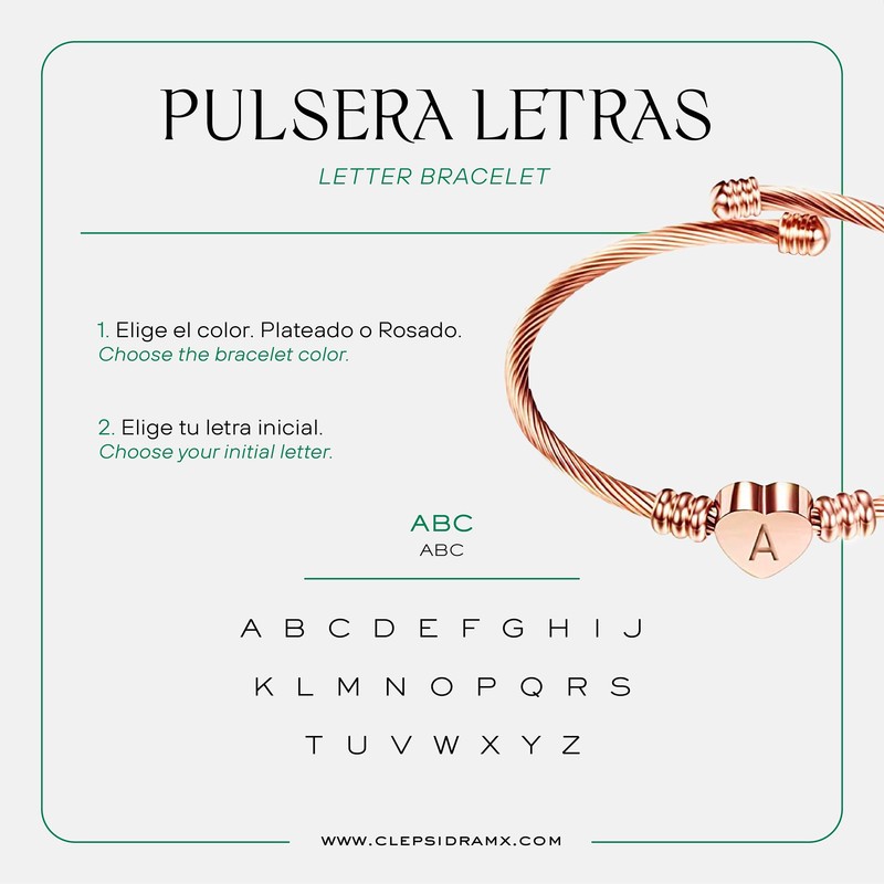 Clepsidra® Pulseras Mujer plateadas personalizadas con inicial. Accesorios y regalos