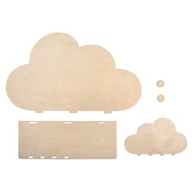 Rayher Wooden Construction Kit Shelving Cloud, FSC Mix Credit, Natural, 35 x 10 x 21 cm, 5-Piece Kit, Children's Shelf, Made of Wood, for Painting, 62975505