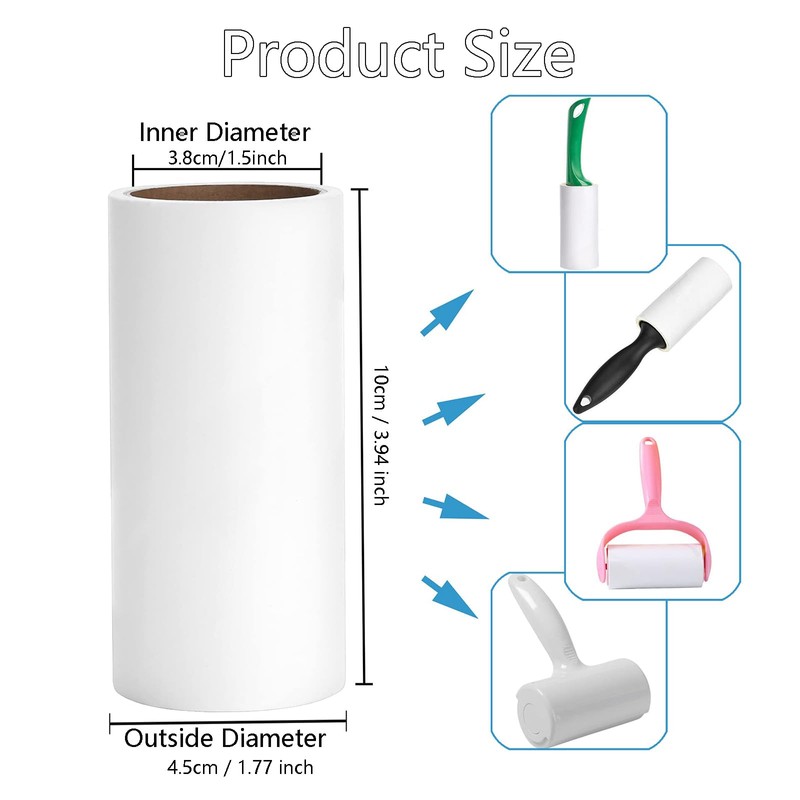 Meagtlva Linter Roller Sticker,6 Rolls Lint Roller Refill,4''(10cm) Refills Full