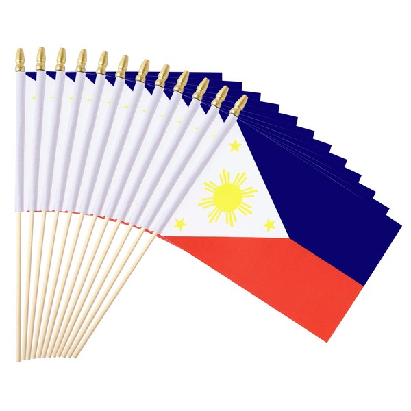 Ckexin 25Pack Small Philippines Flag Mini Filipino Handheld Stick Flags