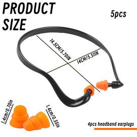 Pack of 5 Ear Plugs, Ear Protection, Work, Hearing Protection, Construction Site, Effective Noise Protection for Work, Sleeping and Shooting (Orange and Black)