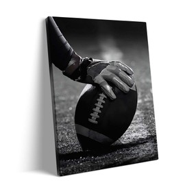 Super Bowl Canvas Wall Art, Rugby Ready for the Game Pictures Print, Black and White Vintage Print Framed Artwork Iconic Sports Moment for ootball Fans Living Room Game Rooms Gift Decor 11x14inch