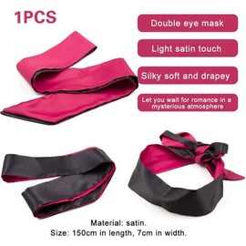Satin Eye Mask, Sexy Blindfold for Sleeping, Eye Tied Mask for Sleeping in Satin, Mask Made of Satin, Blindfold for Bandage Eyes, Lovers, Pink Black, 1 Piece