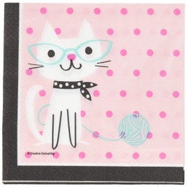 Creative Converting Purr-Fect Party Luncheon Napkins Party Supplies, Multicolor, 5"