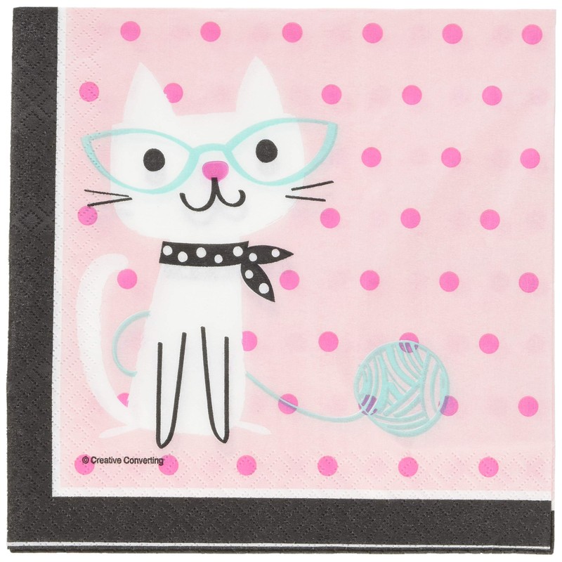Creative Converting Purr-Fect Party Luncheon Napkins Party Supplies, Multicolor, 5"
