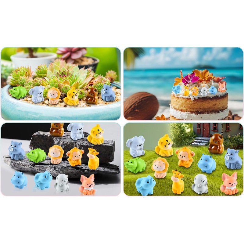 HOMICO 12 Pieces Mini Animals Tiny Resin Animals Fox Tiger