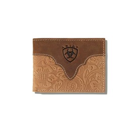 ARIAT Men's Genuine Leather Floral Embossed Bifold Wallet