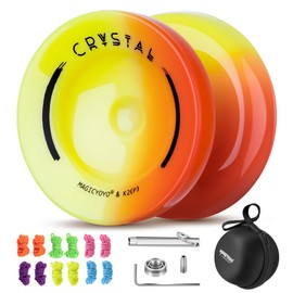 MAGICYOYO Responsive JoJo for Children, Pro JoJo Finger Spin Tricks Yoyo K2 Red Yellow, Dual Purpose Yoyo for Beginners and Advanced Players with Durable Yoyo Bearing, JoJo Bag, 12 Yoyo Strings