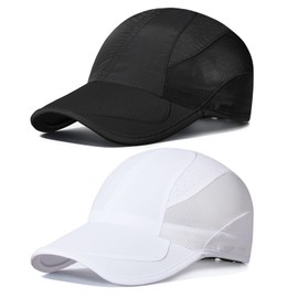 TAGVO Baseball Cap Mesh Men Women Pack of 2 Baseball Cap with UV Protection Casual Drying Breathable Running Sports Caps with Adjustable Lightweight Foldable Baseball Cap Summer Golf Cap for Outdoor
