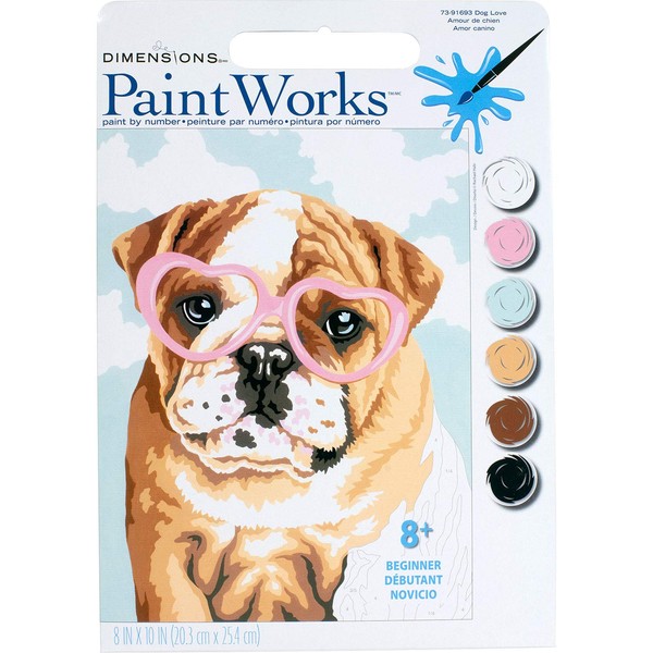 Dimensions , Dog Love, Paintworks Paint By Numbers Kit for Kids and Adults, 8'' x 10'