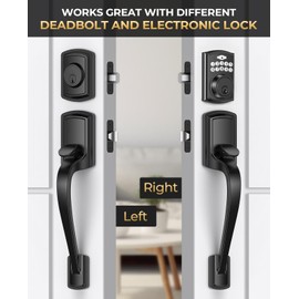 Mensarix Front Door Handle No Lock for Right & Left Handed Doors, Modern Exterior Door Handle with Reversible Lever, Lower Half Grip, Matte Black