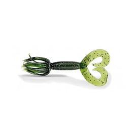 Hula Grub Double Tail 5 Inch Skirted Bait 318 Green Pumpkin with Red F Fishing Lures Bass Jigging Bait Jig Lure Weedless Soft Plastic Swimbait Accessories Freshwater