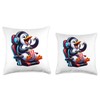 Gamer Penguin Popcorn Gaming Chair Headphones Games Player Throw Pillow