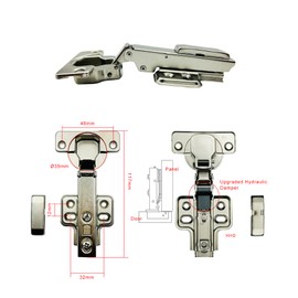 GEFONG 105 Degree Clip-on Full Overlay Kitchen Cabinet Soft Close Hydraulic Hinges 35 mm with Damper Buffering Mute Hinge for Wardrobe Cupboard Door Pack of 4 Pcs