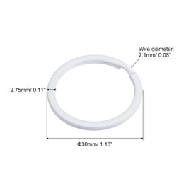 sourcing map Split Keychain Rings, 30mm/1.2inch Round Flat Key Holder for Keys Organization, Decoration, Carbon Steel, White, 8Pcs
