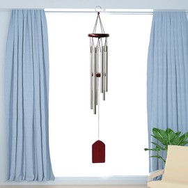 Alnicov Wind Chimes Outdoor,Small Wind Chimes Bells with 6 Aluminum Tubes,Wooden Wind Bell for Garden Patio Outdoor Red Wood Color