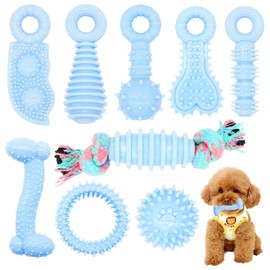 CGBD Puppy Toys, 9 Pack Dog Chew Toys for Puppy, Cute Blue Small Dog Toys, Teething Toys for Puppies, Soft Durable Interactive Chew Toy for Small Dogs