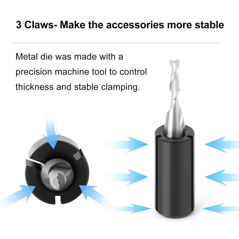 MEIGGTOOL 5PCS 1/2" to 1/4" Router Collett Adapter Bit Shank