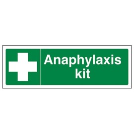 V Safety Anaphylaxis Kit - Landscape 300 x 100 mm - 1mm Rigid Plastic Safety Sign