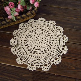 Lace Doilies Handmade Crochet Lace Cotton Placemat Round Lace Tablecloths Vintage Decoration Flower Tablecloth for Home (30cm)