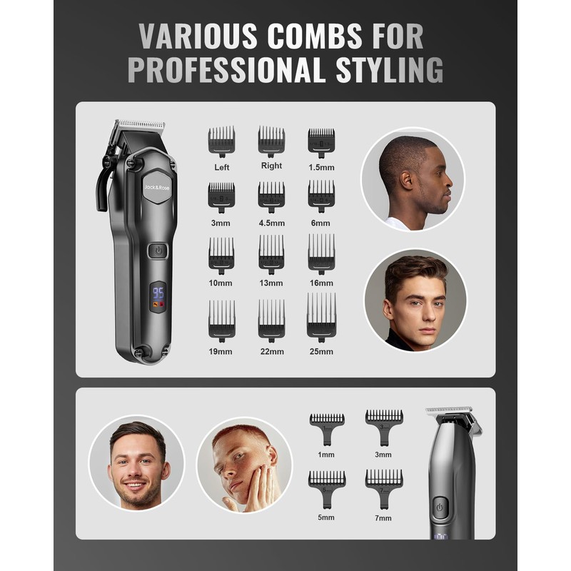 Jack & Rose Clippers and Trimmers Set, Cordless Hair Clippers