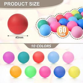Pack of 60 Colourful Table Tennis Balls 40 mm, Fun and Training Balls, Premium Plastic Table Tennis Balls, Reusable, Perfect for Family Games, Parties, DIY Projects and Decorations