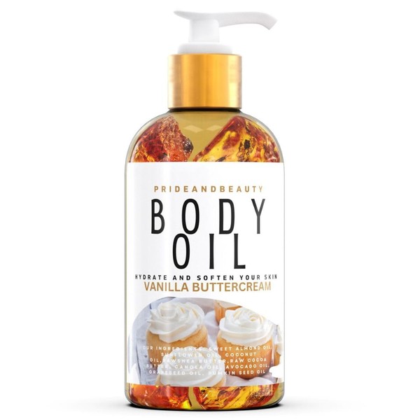 Vanilla Body Oil. After Shower Oil. Skin Hydrating Oil. Body Oil Scented. Body Oils For Women Dry Skin. (Vanilla Buttercream) (Vanilla Buttercream, 8 OUNCES)