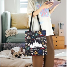 Movie Inspired Gifts Edward's Girl Gift Forks Washington Gift Vampire Lover Tote Bag City Of Forks Gifts (twilight-blk)