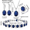 LMXXVJ Created Blue Sapphire Jewelry set for Women,White Gold Plated