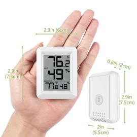 Digital Indoor Outdoor Thermometer Hygrometer Wireless Weather Station, Temperature Humidity Monitor with 328ft Range Remote Sensor, ℃/℉ Switch for Home, School, Office, Bedroom, Baby Room (Type A)
