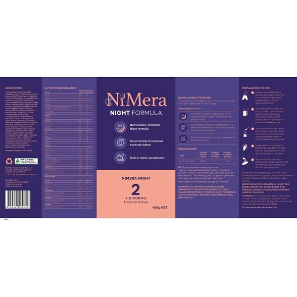 NiMera Premium Infant Formula Stage 2 (6-12 Months) - Night 400g
