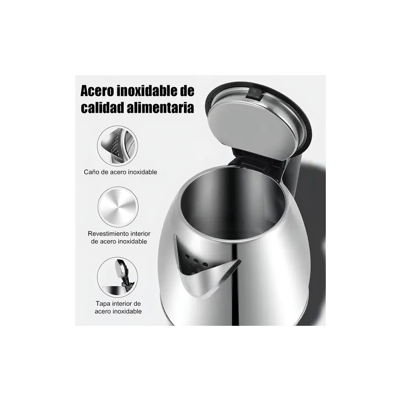 Tetera Eléctrica 2l 1500w 110v Tetera Acero Inoxidable Resistente Cafeteras