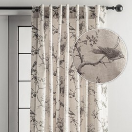 Maison d' Hermine Curtains for Living Room 100% Cotton 124 inch Length One Panel Light Filtering Curtains for Windows with Rod and Loop Pockets Easter Decorations (Turin, 50" W x 124" L)
